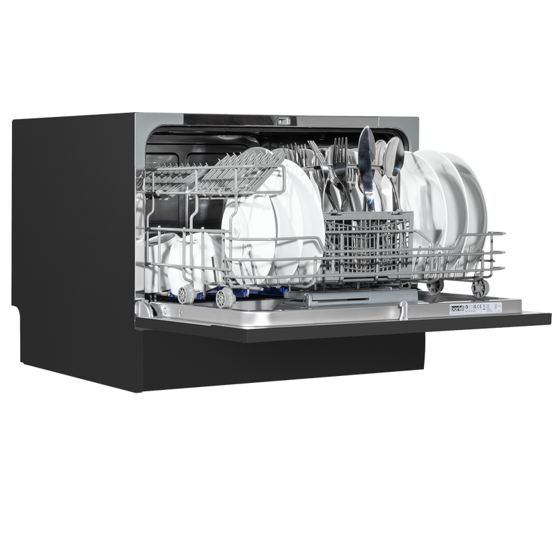 Baridi DH85  Compact Tabletop Dishwasher 6 Place Settings, 6 Programmes, Low Noise, 6.5L Cycle, Start Delay - Black