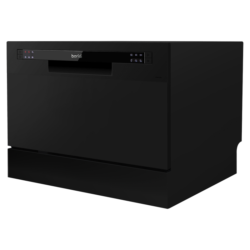 Baridi DH85  Compact Tabletop Dishwasher 6 Place Settings, 6 Programmes, Low Noise, 6.5L Cycle, Start Delay - Black