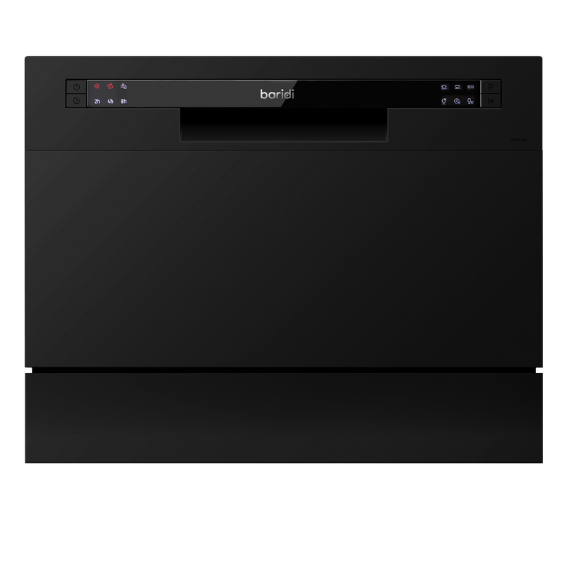 Baridi DH85  Compact Tabletop Dishwasher 6 Place Settings, 6 Programmes, Low Noise, 6.5L Cycle, Start Delay - Black