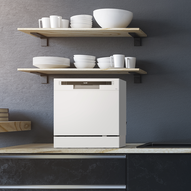 Baridi DH86  Compact Tabletop Dishwasher 8 Place Settings, 6 Programmes, Low Noise, 8L Cycle, Start Delay - White