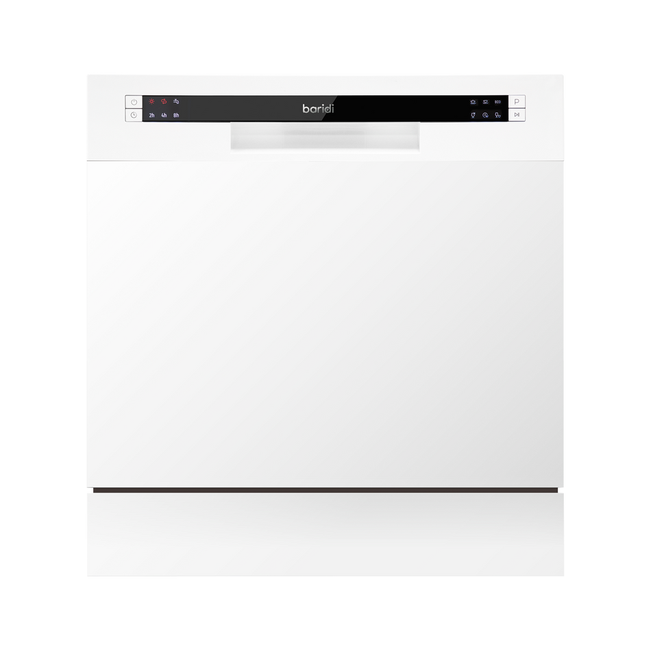 Baridi DH86  Compact Tabletop Dishwasher 8 Place Settings, 6 Programmes, Low Noise, 8L Cycle, Start Delay - White