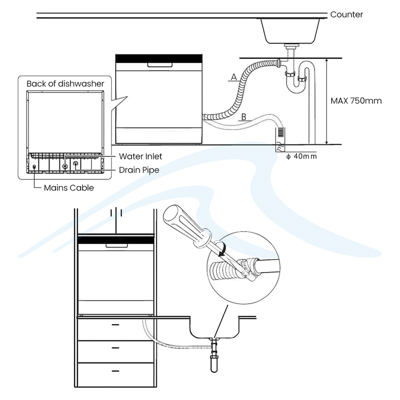 Sealey DH87 Baridi Compact Tabletop Dishwasher 8 Place Settings, 6 Programmes, Low Noise, 8L Cycle, Start Delay - Silver