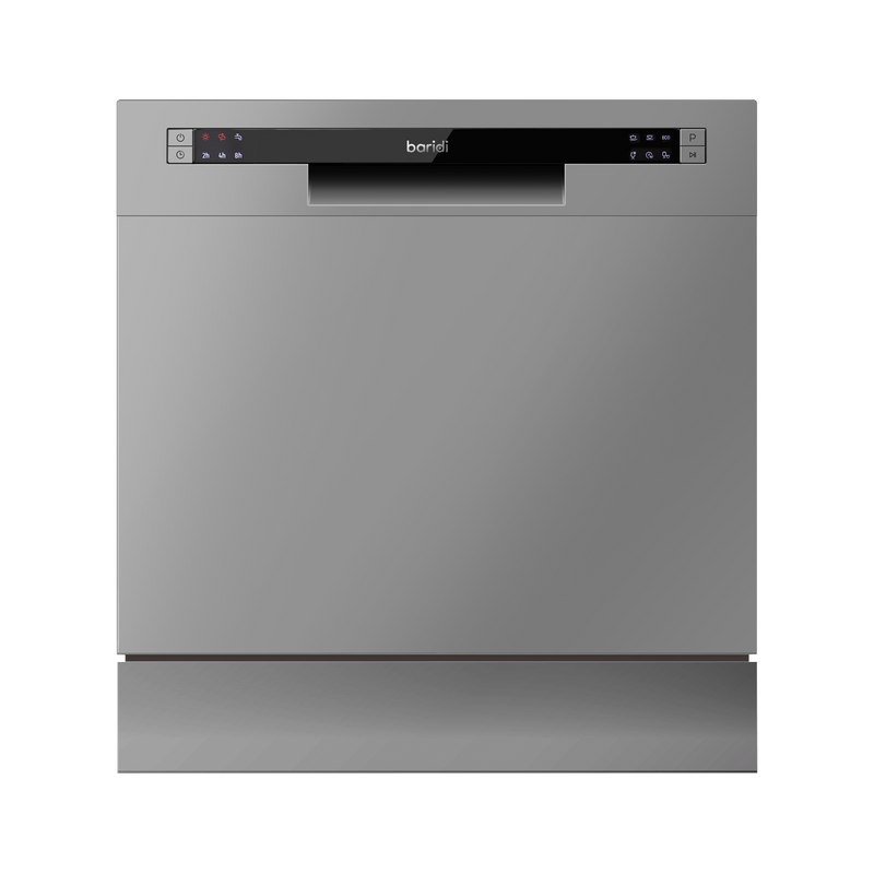 Sealey DH87 Baridi Compact Tabletop Dishwasher 8 Place Settings, 6 Programmes, Low Noise, 8L Cycle, Start Delay - Silver