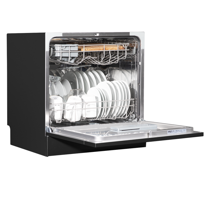 Sealey DH88 Baridi Compact Tabletop Dishwasher 8 Place Settings, 6 Programmes, Low Noise, 8L Cycle, Start Delay - Black