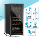 Baridi DH89  18 Bottle Dual Zone Wine Cooler, Fridge with Digital Touchscreen Controls, Wooden Shelves & LED Light, Black