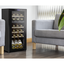 Baridi DH89  18 Bottle Dual Zone Wine Cooler, Fridge with Digital Touchscreen Controls, Wooden Shelves & LED Light, Black