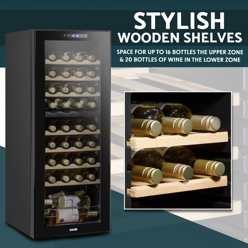 Baridi DH91 36 Bottle Dual Zone Wine Fridge & Cooler
