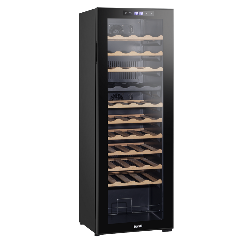 Baridi DH92  44 Bottle Dual Zone Wine Cooler, Fridge with Digital Touchscreen Controls, Wooden Shelves & LED Light, Black