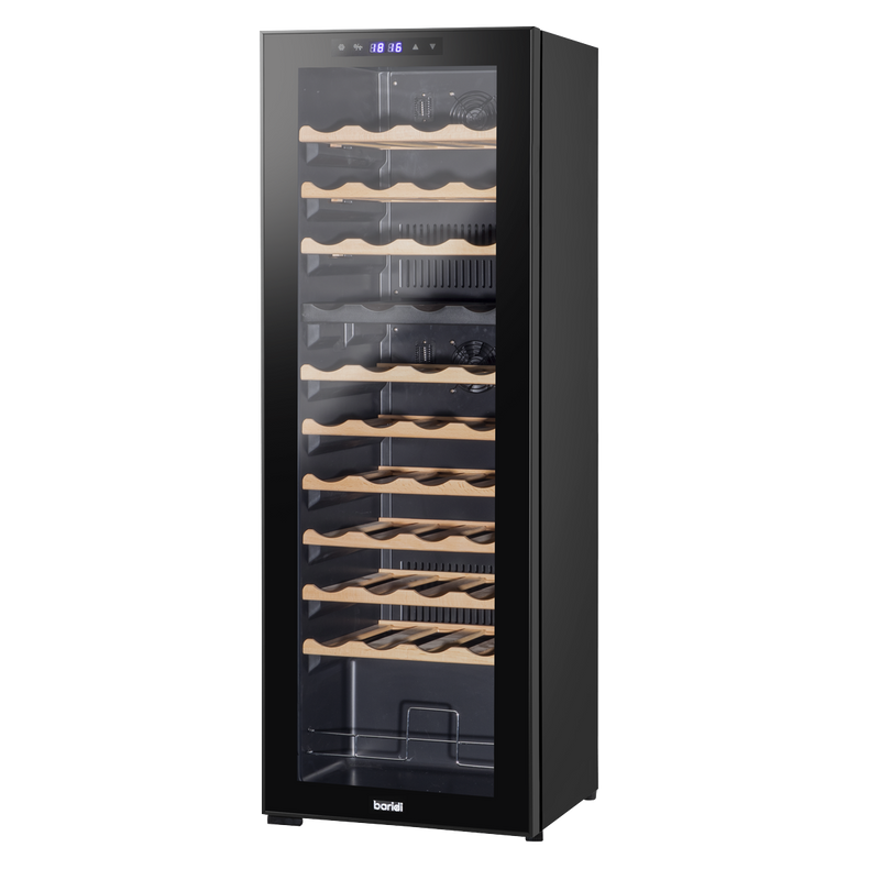 Baridi DH92  44 Bottle Dual Zone Wine Cooler, Fridge with Digital Touchscreen Controls, Wooden Shelves & LED Light, Black