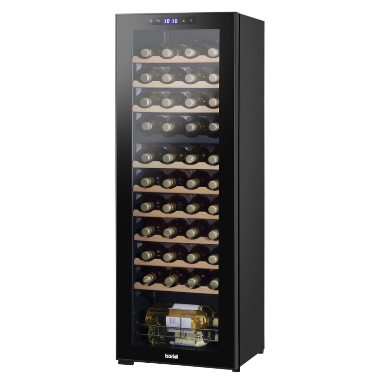 Baridi DH92  44 Bottle Dual Zone Wine Cooler, Fridge with Digital Touchscreen Controls, Wooden Shelves & LED Light, Black