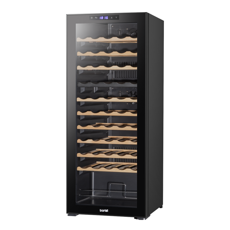 Baridi DH93  55 Bottle Dual Zone Wine Cooler, Fridge with Digital Touchscreen Controls, Wooden Shelves & LED Light, Black