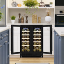 Baridi DH96  60cm Dual Zone Wine Cooler and Drinks Fridge 40 Bottle/120 Can Built-In Under Counter/Freestanding Glass Fronted Bar Drinks Fridge Chiller