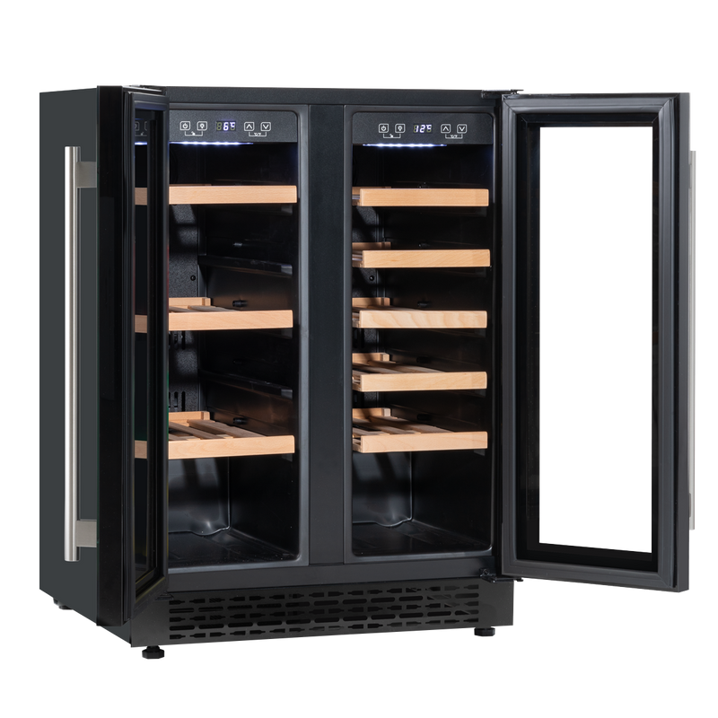 Sealey DH96 Baridi 60cm Dual Zone Wine Cooler and Drinks Fridge 40 Bottle/120 Can Built-In Under Counter/Freestanding Glass Fronted Bar Drinks Fridge Chiller