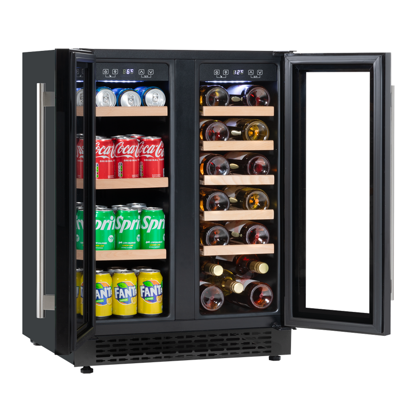 Sealey DH96 Baridi 60cm Dual Zone Wine Cooler and Drinks Fridge 40 Bottle/120 Can Built-In Under Counter/Freestanding Glass Fronted Bar Drinks Fridge Chiller