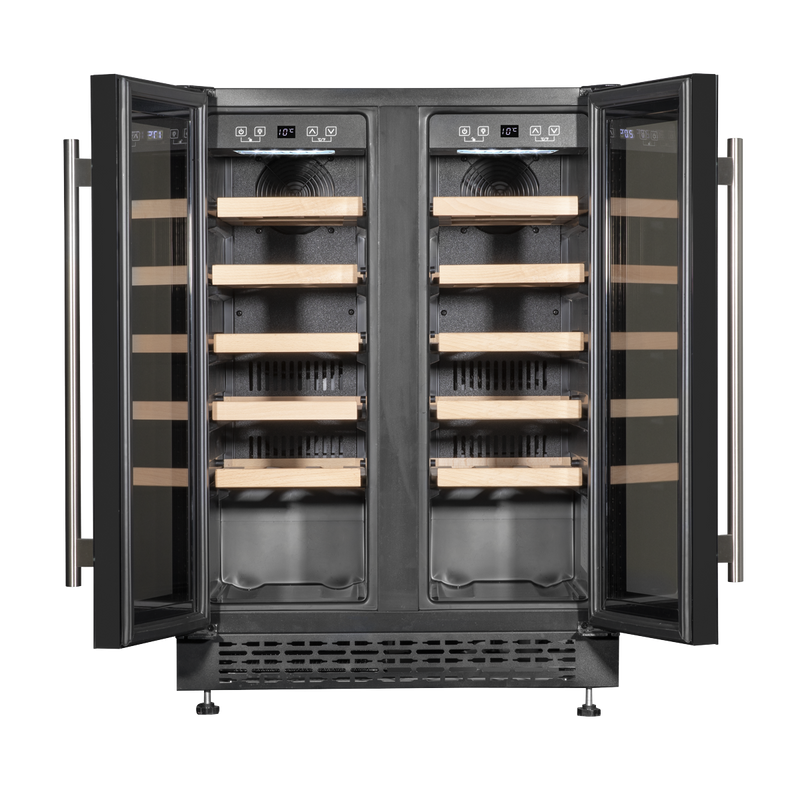 Sealey DH96 Baridi 60cm Dual Zone Wine Cooler and Drinks Fridge 40 Bottle/120 Can Built-In Under Counter/Freestanding Glass Fronted Bar Drinks Fridge Chiller