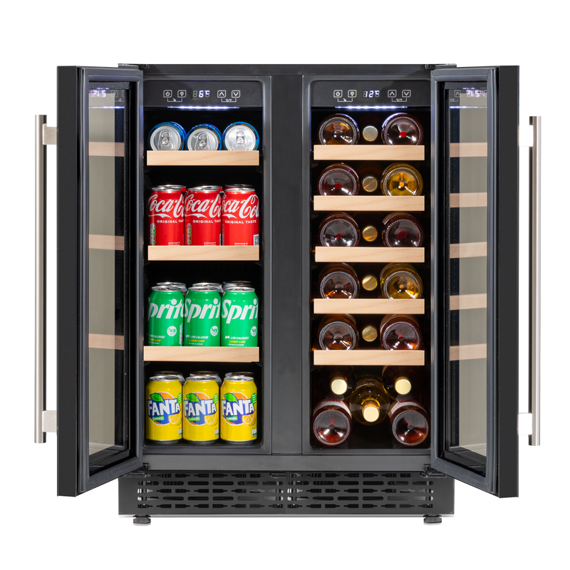 Sealey DH96 Baridi 60cm Dual Zone Wine Cooler and Drinks Fridge 40 Bottle/120 Can Built-In Under Counter/Freestanding Glass Fronted Bar Drinks Fridge Chiller