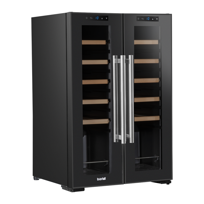 Baridi DH97  24 Bottle Dual Zone Wine Cooler, Fridge, Touch Screen, LED Light Black and Mirror Glass Door