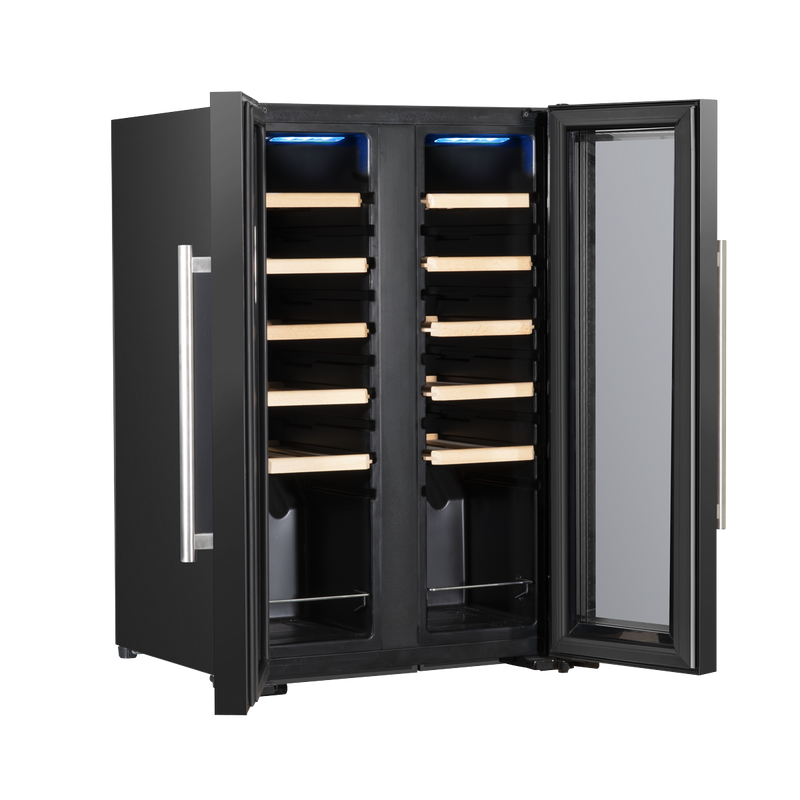 Baridi DH97  24 Bottle Dual Zone Wine Cooler, Fridge, Touch Screen, LED Light Black and Mirror Glass Door