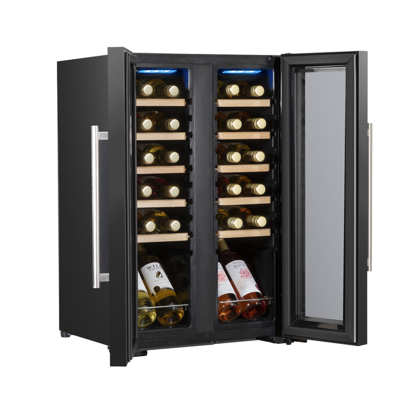 Baridi DH97  24 Bottle Dual Zone Wine Cooler, Fridge, Touch Screen, LED Light Black and Mirror Glass Door