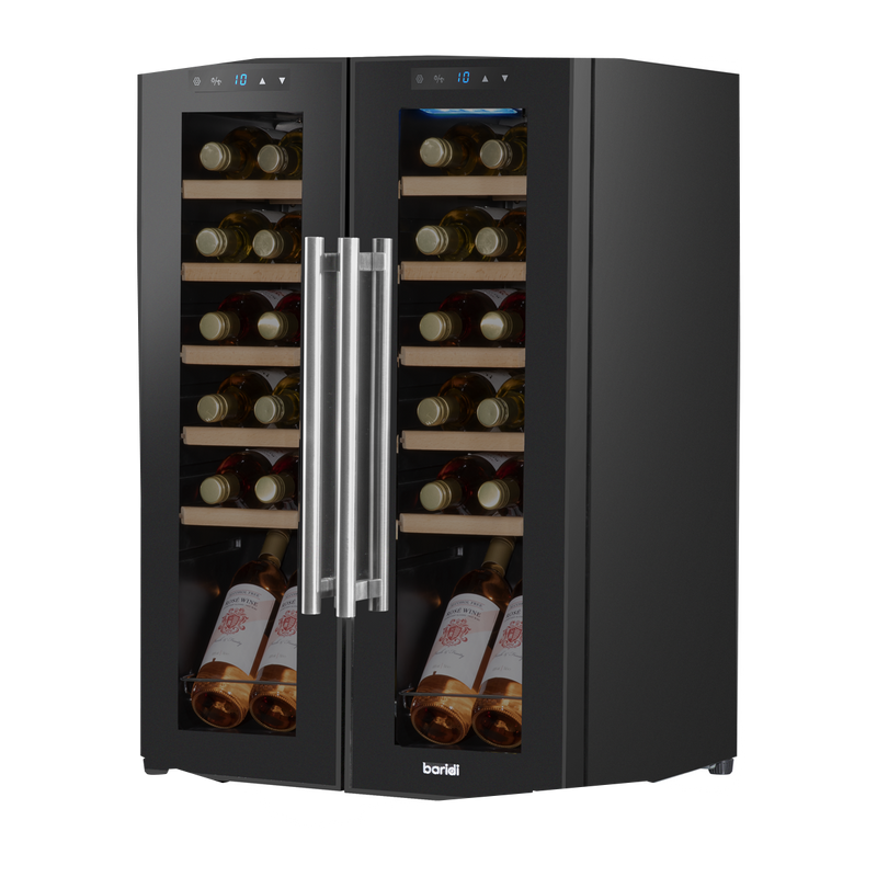 Baridi DH97  24 Bottle Dual Zone Wine Cooler, Fridge, Touch Screen, LED Light Black and Mirror Glass Door