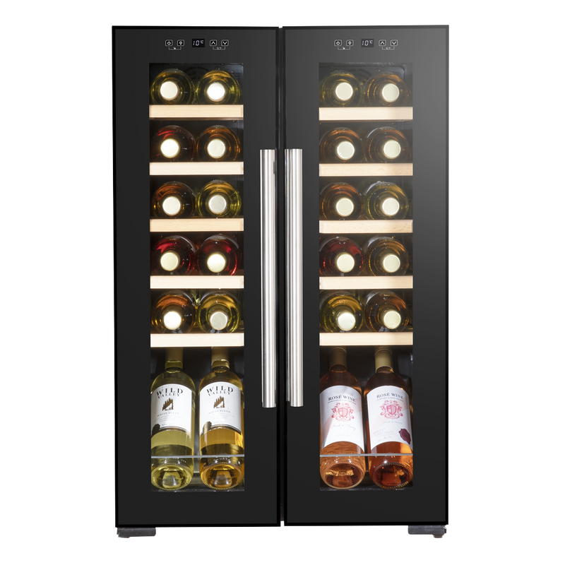Baridi DH97  24 Bottle Dual Zone Wine Cooler, Fridge, Touch Screen, LED Light Black and Mirror Glass Door