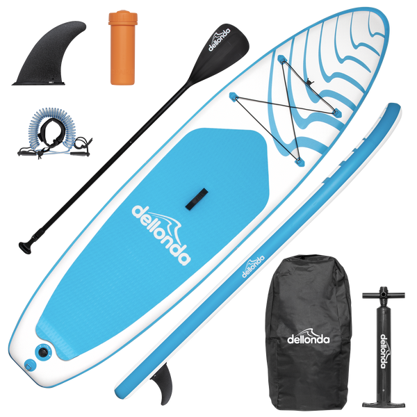 Dellonda DL152 Inflatable Stand-Up Paddle Board 10'6" - Light Blue/White