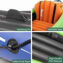 Dellonda DL154 Inflatable One-Person Kayak/Canoe Set with Pump, Carry Bag & Aluminium Oar - Blue/Green