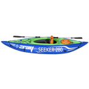 Dellonda DL154 Inflatable One-Person Kayak/Canoe Set with Pump, Carry Bag & Aluminium Oar - Blue/Green