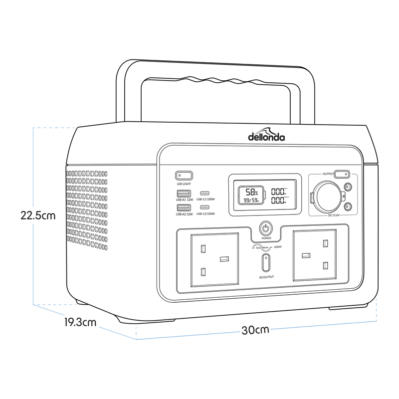 Dellonda DL161 Portable Power Station 600W