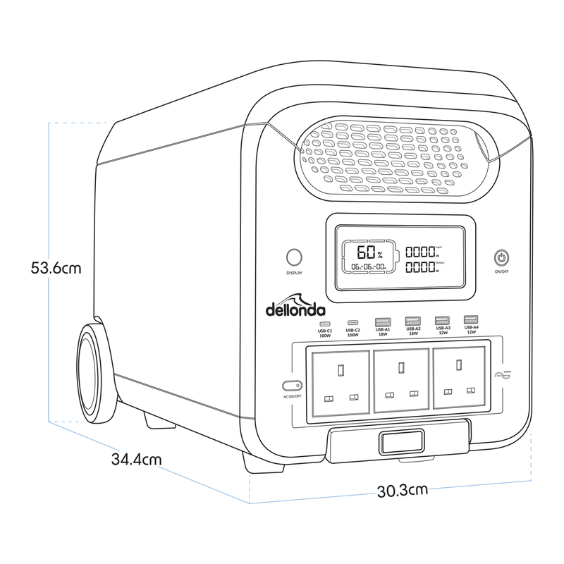 Dellonda DL163 Portable Power Station 3000W