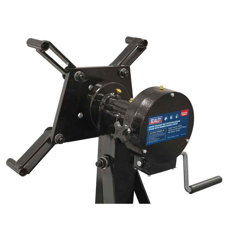 Sealey ES680D Folding 360¬º Rotating Engine Stand with Geared Handle Drive 680kg Capacity