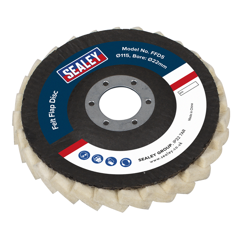 Sealey FFD5 Felt Flap Disc √ò115mm √ò22mm Bore - Pack of 5
