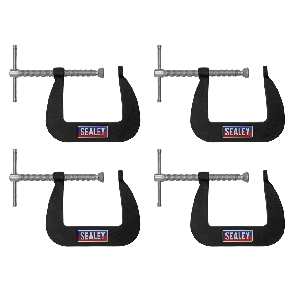 Sealey GCC01 Junior C-Clamp Set 4pc - 64mm x 64mm
