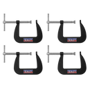 Sealey GCC01 Junior C-Clamp Set 4pc - 64mm x 64mm