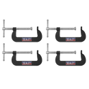 Sealey GCC02 Junior C-Clamp 4pc Set - 76mm x 35mm