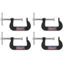 Sealey GCC06 Junior C-Clamp 4pc Set - 51mm x 32mm