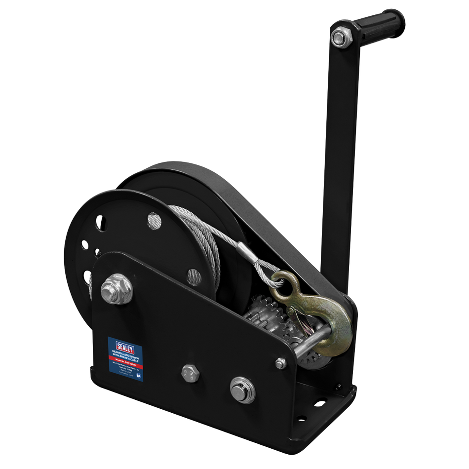 Sealey GWC2500B Geared Hand Winch with Brake & Cable 1130kg Capacity