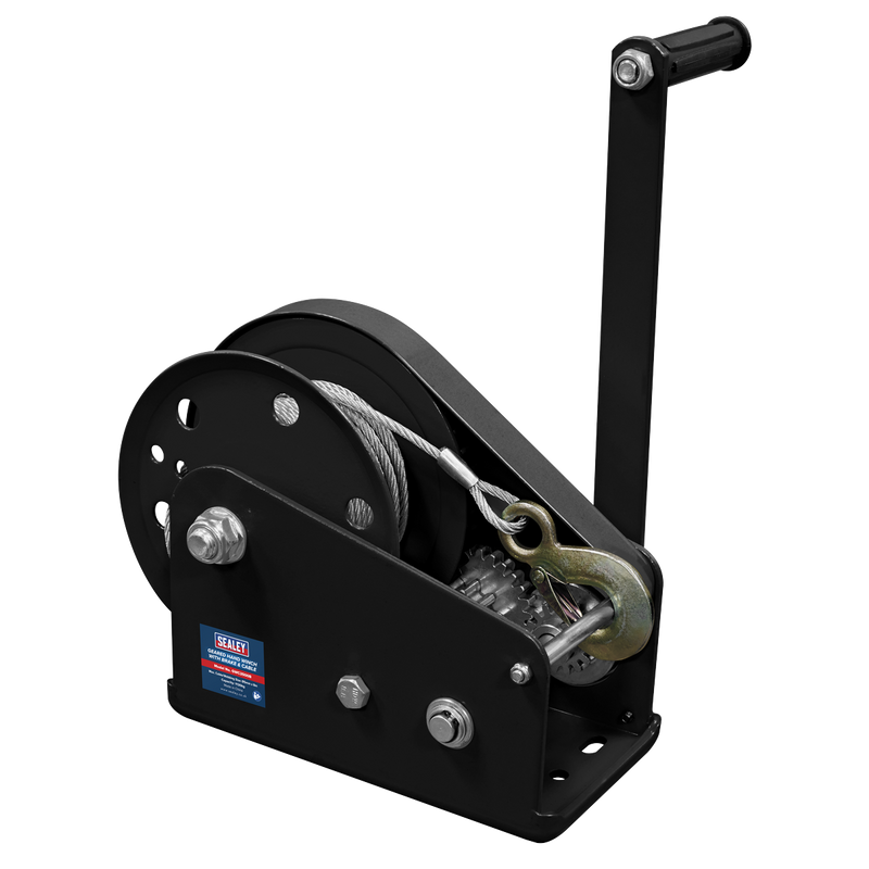 Sealey GWC2500B Geared Hand Winch with Brake & Cable 1130kg Capacity