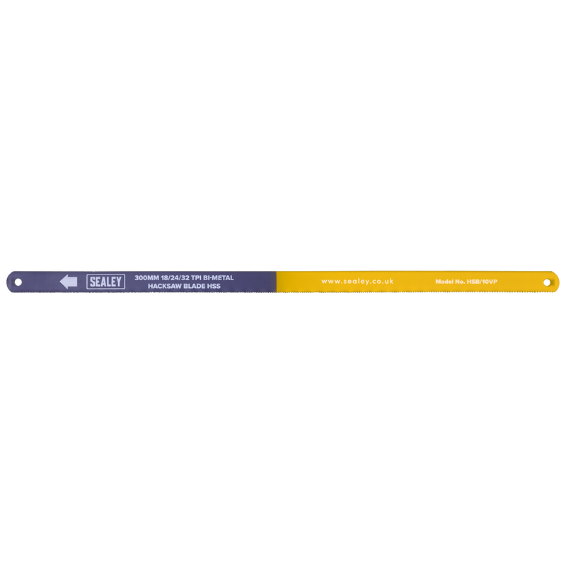 Sealey HSB/10VP Vari-Pitch 18/24/32tpi Hacksaw Blade 300mm - Pack of 10