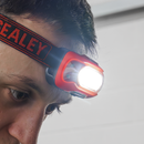 Sealey HT08RR Rechargeable Head Torch with Auto-Sensor 8W COB LED - Red