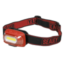 Sealey HT08RR Rechargeable Head Torch with Auto-Sensor 8W COB LED - Red