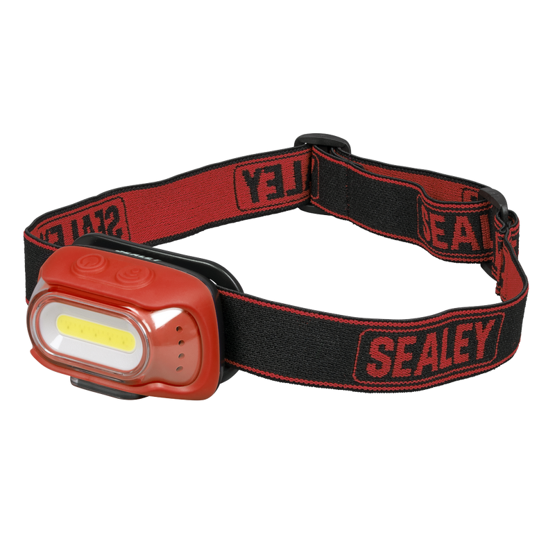 Sealey HT08RR Rechargeable Head Torch with Auto-Sensor 8W COB LED - Red