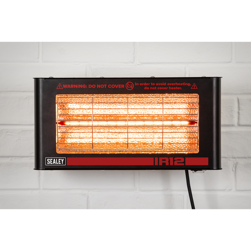 Sealey IR12 Infrared Quartz Heater - Wall Mounting 1.2W/230V