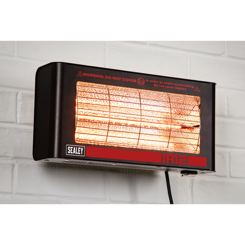 Sealey IR12 Infrared Quartz Heater - Wall Mounting 1.2W/230V