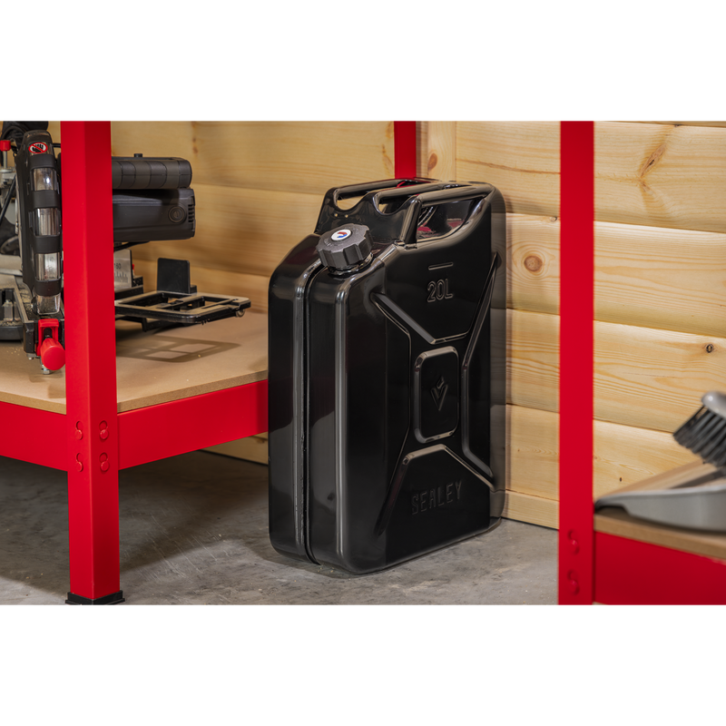 Sealey JC20SCB Screw Cap Metal Jerry Can 20L - Black