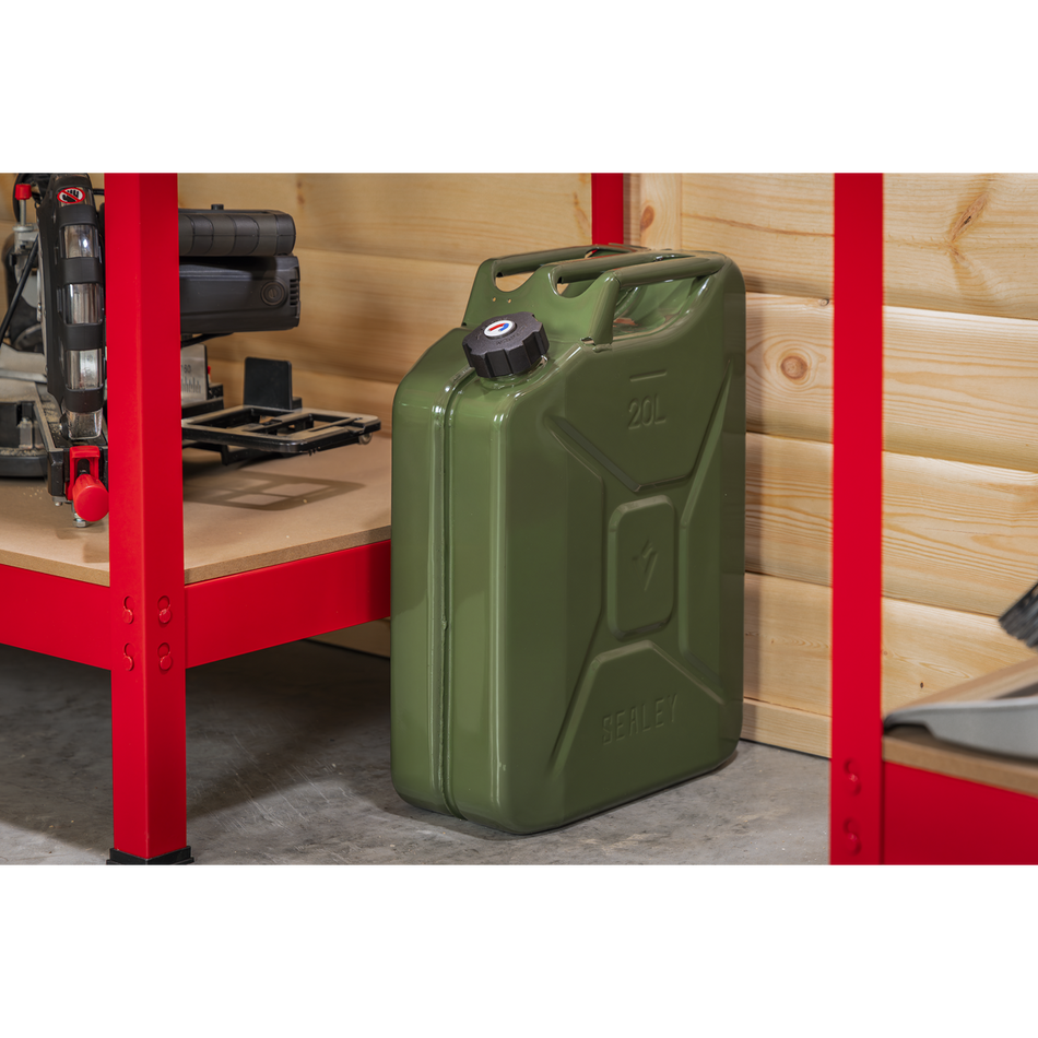 Sealey JC20SCG Screw Cap Metal Jerry Can 20L - Green