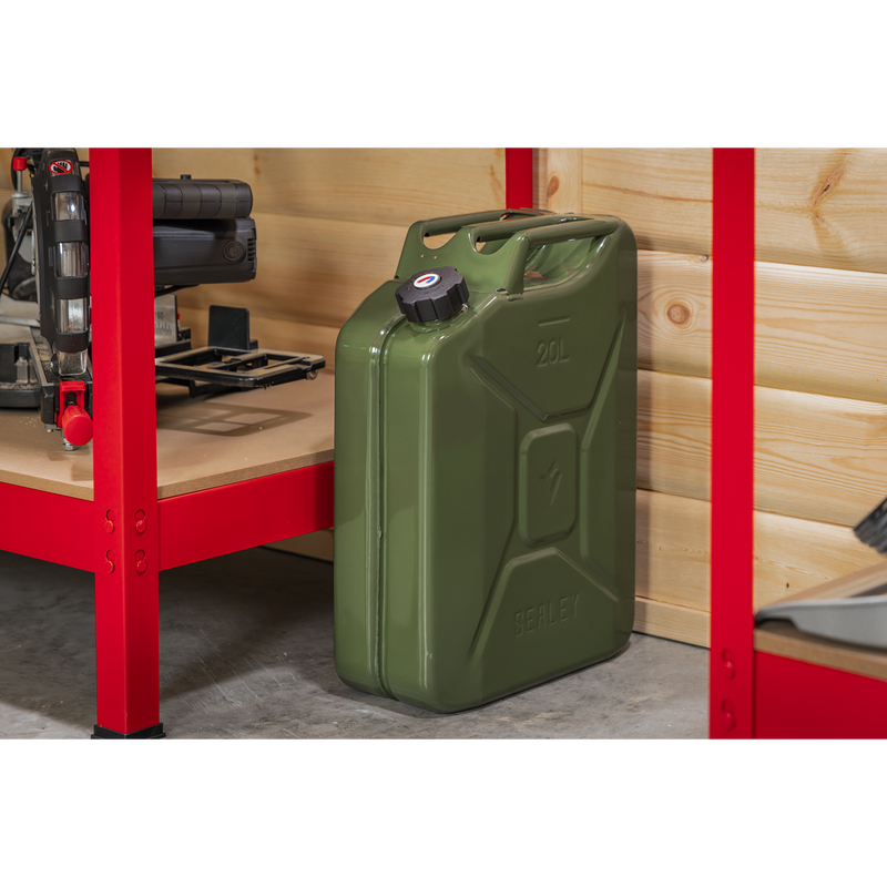 Sealey JC20SCG Screw Cap Metal Jerry Can 20L - Green