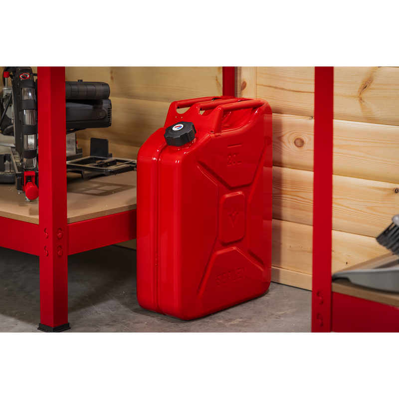Sealey JC20SCR Screw Cap Metal Jerry Can 20L - Red