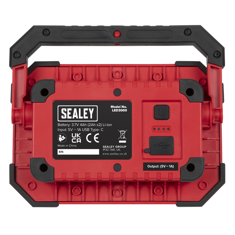 Sealey LED3000 Rechargeable Portable Floodlight & Power Bank 30W COB LED