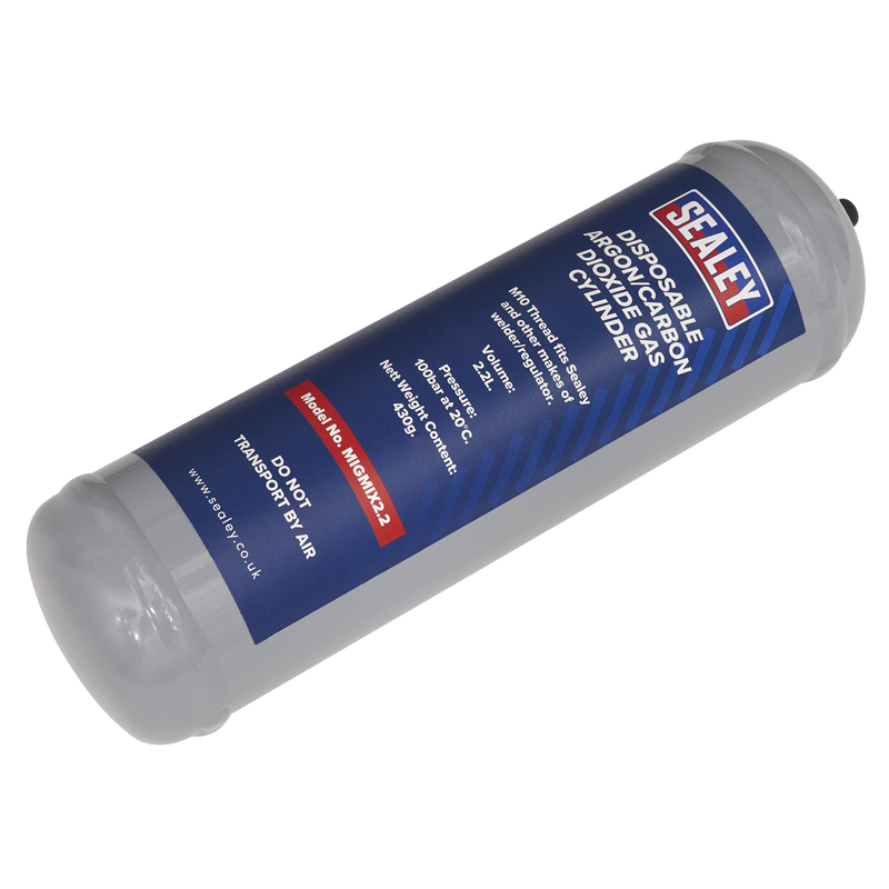 Sealey MIGMIX2.24 430g 2.2L, Disposable Argon/Carbon Dioxide Gas Cylinder - Pack of 4